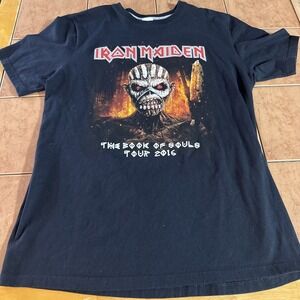 Iron‎ Maiden Shirt Sz Large The Book Of Souls Tour Black Band 2016 Metal Rock